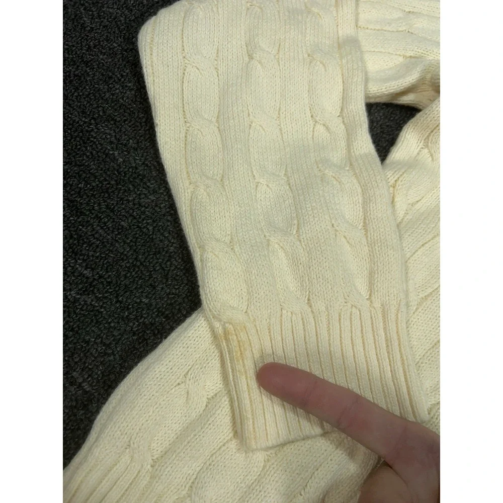 Polo Ralph Lauren Cable Knit Sweater Men's XL Cream Ivory Preppy Crewneck Pony